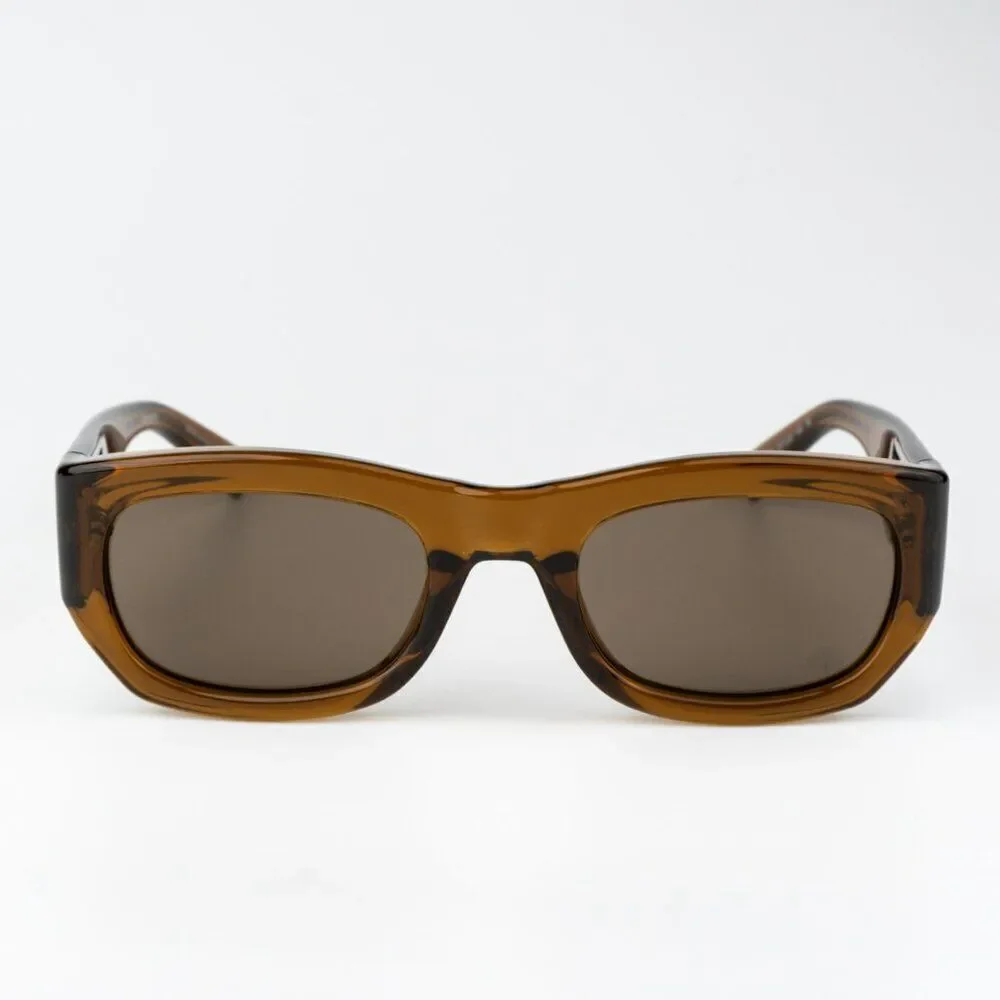NEW Saint Laurent SL713 003 Transparent Brown Rectangle Unisex Sunglasses